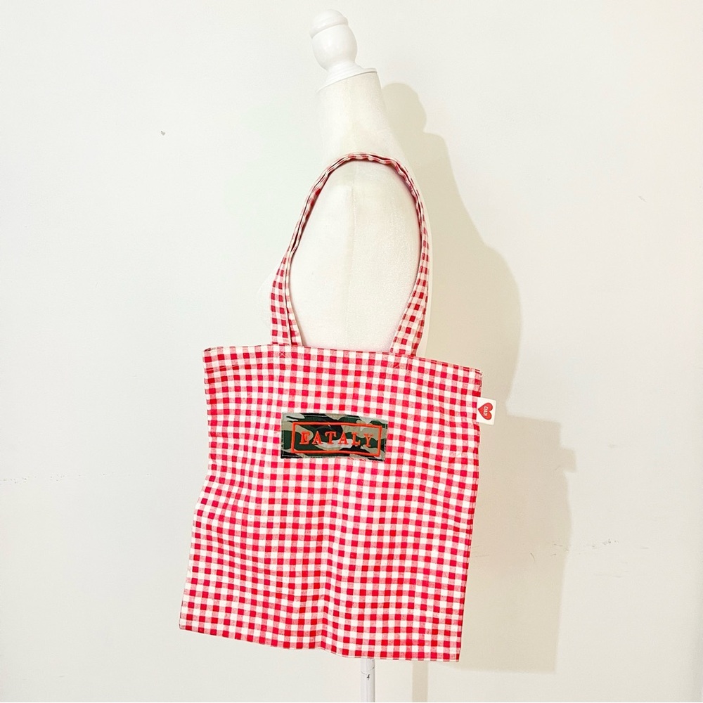 eataly gingham canvas tote bag